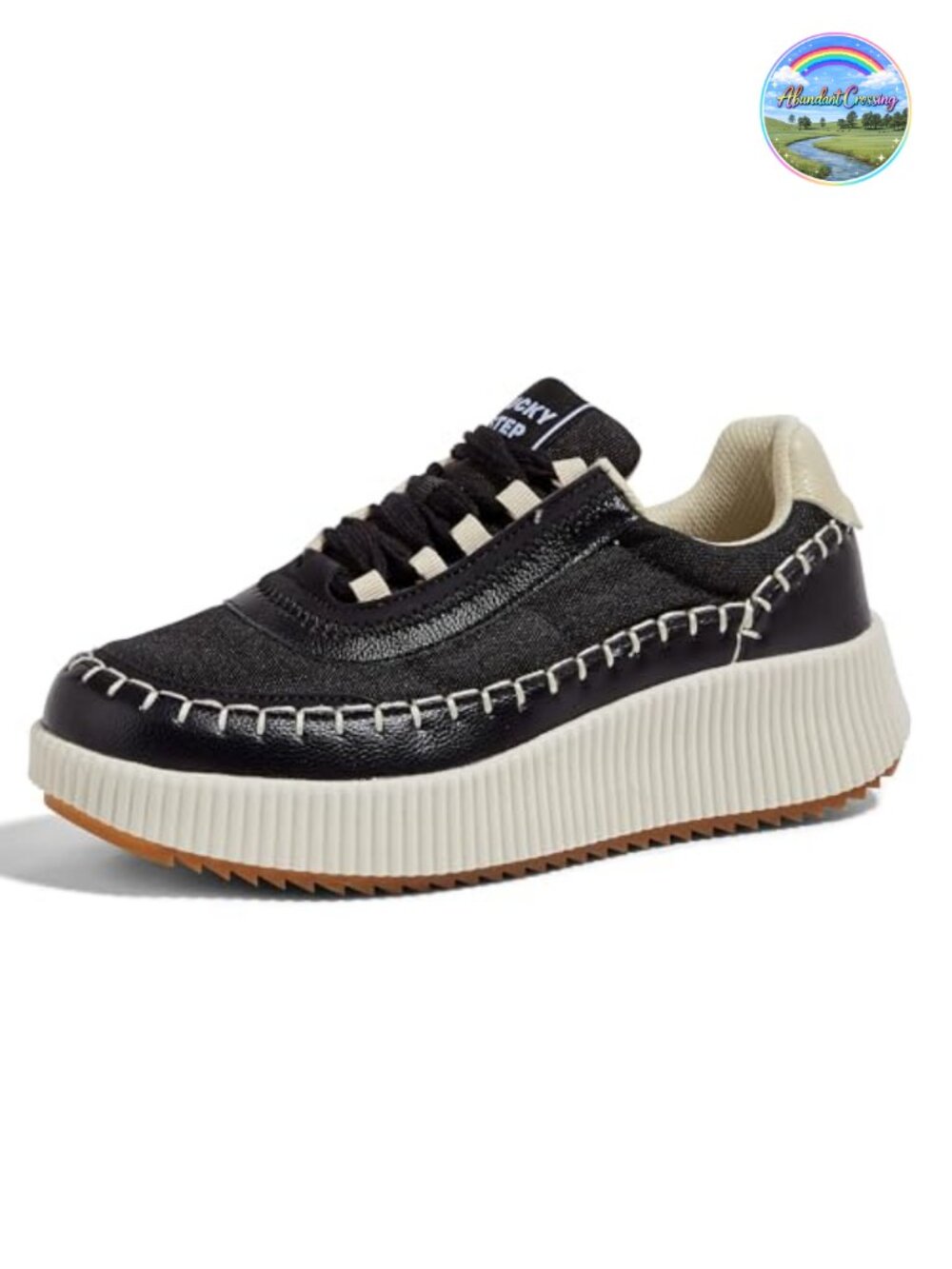 Woven Platform Sneakers Chunky Retro Lace-Up Walking Shoes